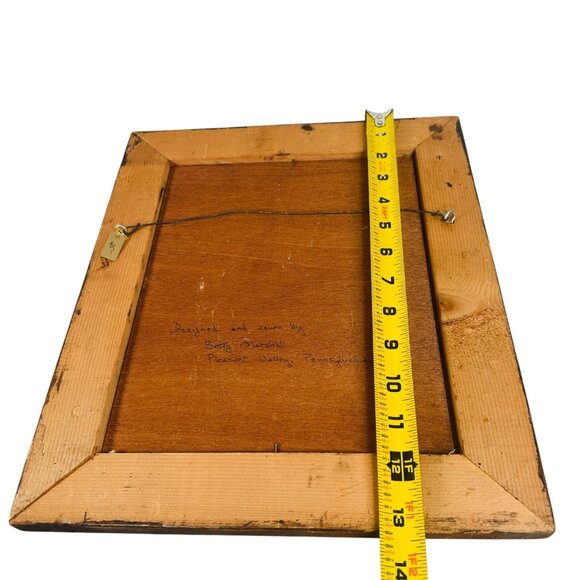 HANDMADE Wooden Framed Fabric Quilt pattern Country Farm Folk Wall Art - Picture 10 of 13